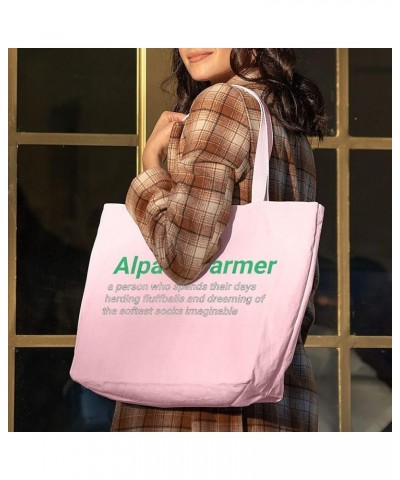 Alpaca Farmer Zippered Tote Bag - Gifts for Alpaca Lovers - Cool Gifts Light Pink $20.58 Totes