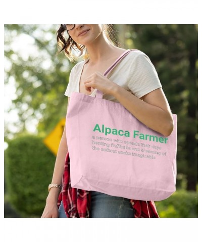 Alpaca Farmer Zippered Tote Bag - Gifts for Alpaca Lovers - Cool Gifts Light Pink $20.58 Totes