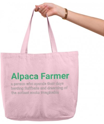 Alpaca Farmer Zippered Tote Bag - Gifts for Alpaca Lovers - Cool Gifts Light Pink $20.58 Totes