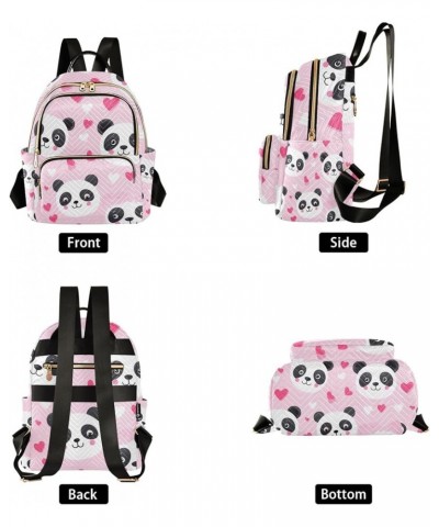 Mini Backpack Purse for Women, Pink Heart Panda Travel Bag Casual Daypack Shoulder Bag Medium $18.55 Backpacks