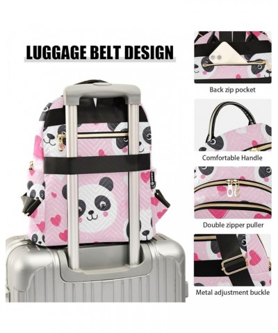 Mini Backpack Purse for Women, Pink Heart Panda Travel Bag Casual Daypack Shoulder Bag Medium $18.55 Backpacks