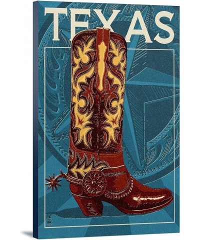 Texas, Cowboy Boot, Letterpress, (24x36 Wrapped Canvas, Wall Decor, Artwork) 24x36 Stretched Canvas $58.80 Totes