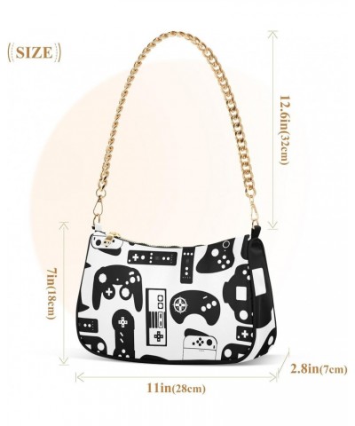 Shoulder Bag Vintage Game Joystick Black White Women Clutch Handbag Shoulder Purch Date Chain Bag Tote Bag Spring Holiday Bir...