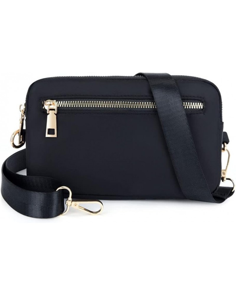 Women Crossbody Bag Small Waterproof Nylon Zipper Travel Shoulder Handbag Cellphone Pouch Black $9.50 Crossbody Bags