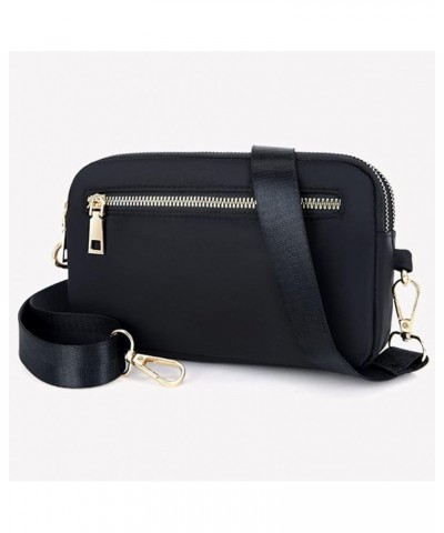 Women Crossbody Bag Small Waterproof Nylon Zipper Travel Shoulder Handbag Cellphone Pouch Black $9.50 Crossbody Bags