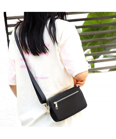 Women Crossbody Bag Small Waterproof Nylon Zipper Travel Shoulder Handbag Cellphone Pouch Black $9.50 Crossbody Bags