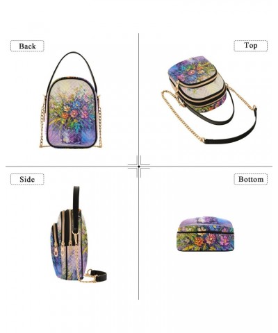 Bouquet Of Wild Flowers Quilted Crossbody Bag for Women, Small Cell Phone Bag Shoulder Handbags Purse with Leather Strap $11....