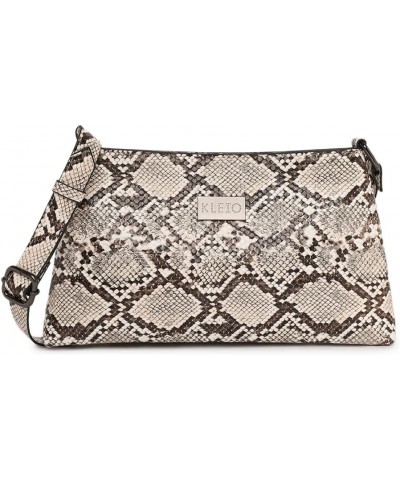 Women's Sleek Animal Printed Textured Pu Leather Shoulder Sling Bag Beige $18.45 Shoulder Bags