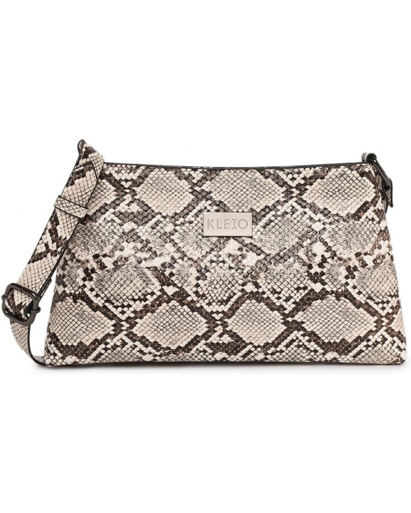 Women's Sleek Animal Printed Textured Pu Leather Shoulder Sling Bag Beige $18.45 Shoulder Bags