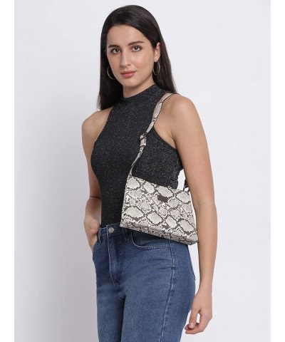 Women's Sleek Animal Printed Textured Pu Leather Shoulder Sling Bag Beige $18.45 Shoulder Bags