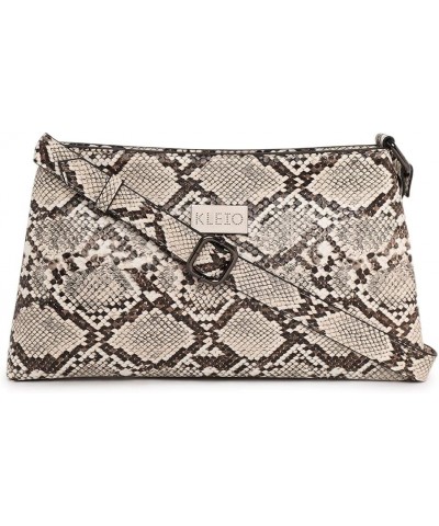 Women's Sleek Animal Printed Textured Pu Leather Shoulder Sling Bag Beige $18.45 Shoulder Bags