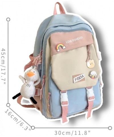 Kawaii Lightweight Waterproof Aesthetic Crossbody Bag with Cute Accessories (D-Black) A-blue $13.53 Crossbody Bags