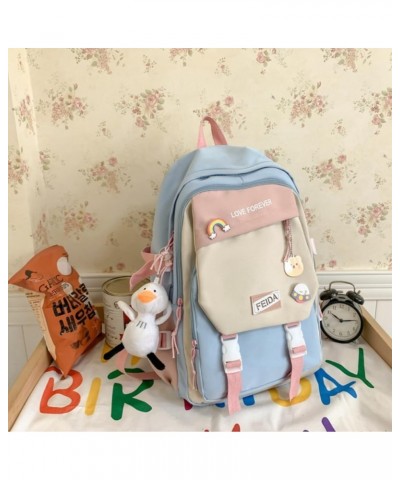 Kawaii Lightweight Waterproof Aesthetic Crossbody Bag with Cute Accessories (D-Black) A-blue $13.53 Crossbody Bags