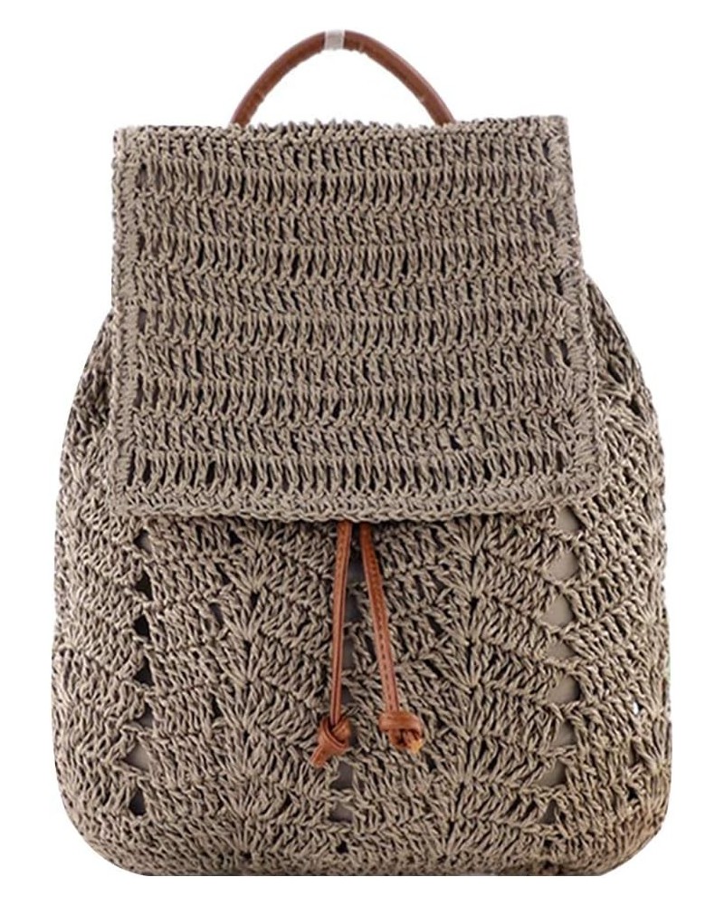 Handwoven Straw Backpack for Women Bohemian Beach Backpack Purse Casual Holiday Daypack 4993grey $17.14 Backpacks