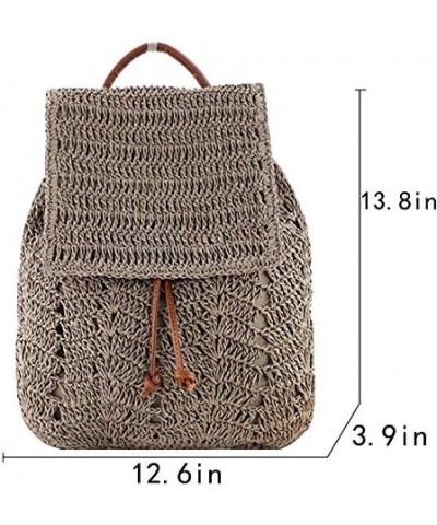 Handwoven Straw Backpack for Women Bohemian Beach Backpack Purse Casual Holiday Daypack 4993grey $17.14 Backpacks