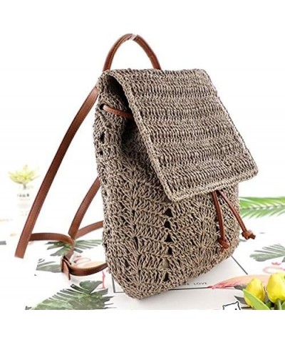 Handwoven Straw Backpack for Women Bohemian Beach Backpack Purse Casual Holiday Daypack 4993grey $17.14 Backpacks