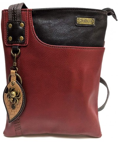 SWING Pack Small Cross-Body Purse with Metal Mini Keychain Burgundy- Bronze Spider $25.76 Crossbody Bags