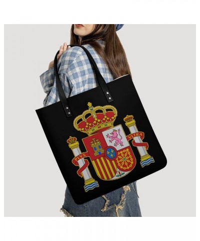 Spanish Flag Women Handbags PU Leather Tote Shoulder Bag Purses for Travel Shopping Work $20.71 Totes