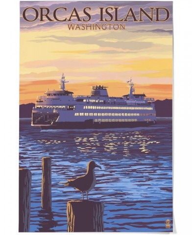 Orcas Island, Washington, Ferry Sunset and Gull (36x54 Giclee Gallery Art Print, Vivid Textured Wall Decor) $36.00 Totes