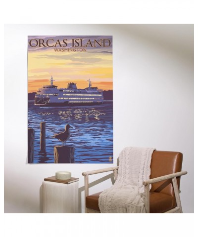 Orcas Island, Washington, Ferry Sunset and Gull (36x54 Giclee Gallery Art Print, Vivid Textured Wall Decor) $36.00 Totes