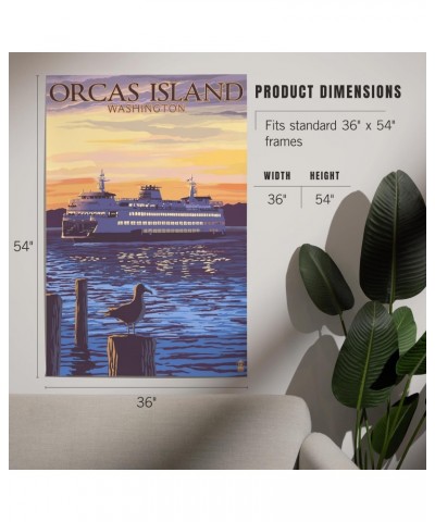 Orcas Island, Washington, Ferry Sunset and Gull (36x54 Giclee Gallery Art Print, Vivid Textured Wall Decor) $36.00 Totes