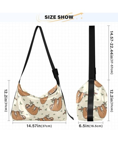 Coral Reef Lobster Anchor Hobo Ladies Handbags Leather Large Purse Crossbody Animal Print Women's Shoulder Bag Cute Sloth Bei...