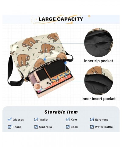 Coral Reef Lobster Anchor Hobo Ladies Handbags Leather Large Purse Crossbody Animal Print Women's Shoulder Bag Cute Sloth Bei...