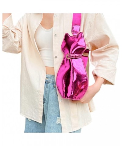 Novely Cat Shaped Sling Handbags Faux Leather Cross Chest Shoulder Bag Purse for Women C-rose Red $13.64 Crossbody Bags