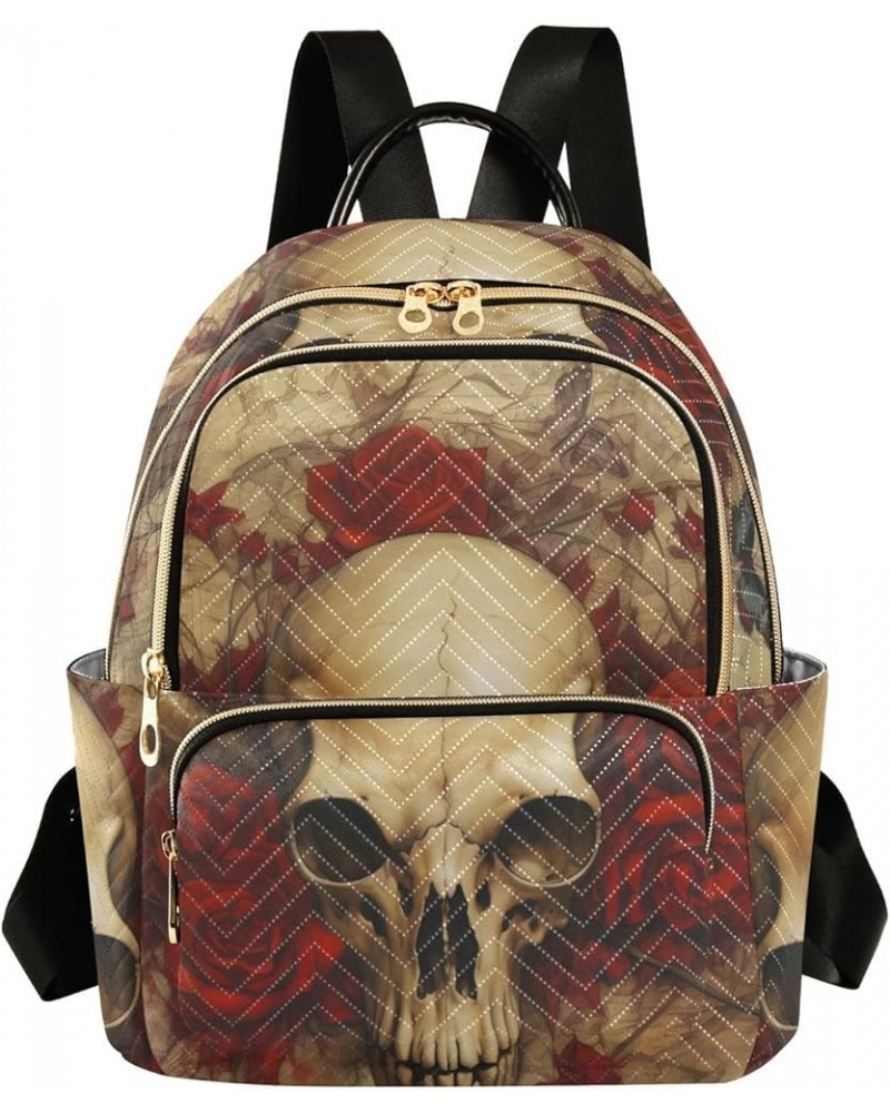 Medium Fashion Backpack for Women Vintage Gothic Skull Print Ladies Travel Daypack Aesthetic Shoulder Bag 10.2×5.1×12.5 IN $1...