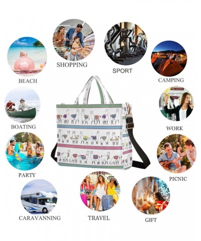 Womens Boho Colors Llama Ethnic Stripes Satchel Tote Crossbody Bag for Weekender Travel Beach Gym Multi05 $14.02 Totes