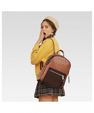 3Pcs Vegan Leather Backpack Set, Crossbody Bag, Shoulder Bags, Clutch for Women Lady Model HB014 (Brown) Brown $18.87 Backpacks