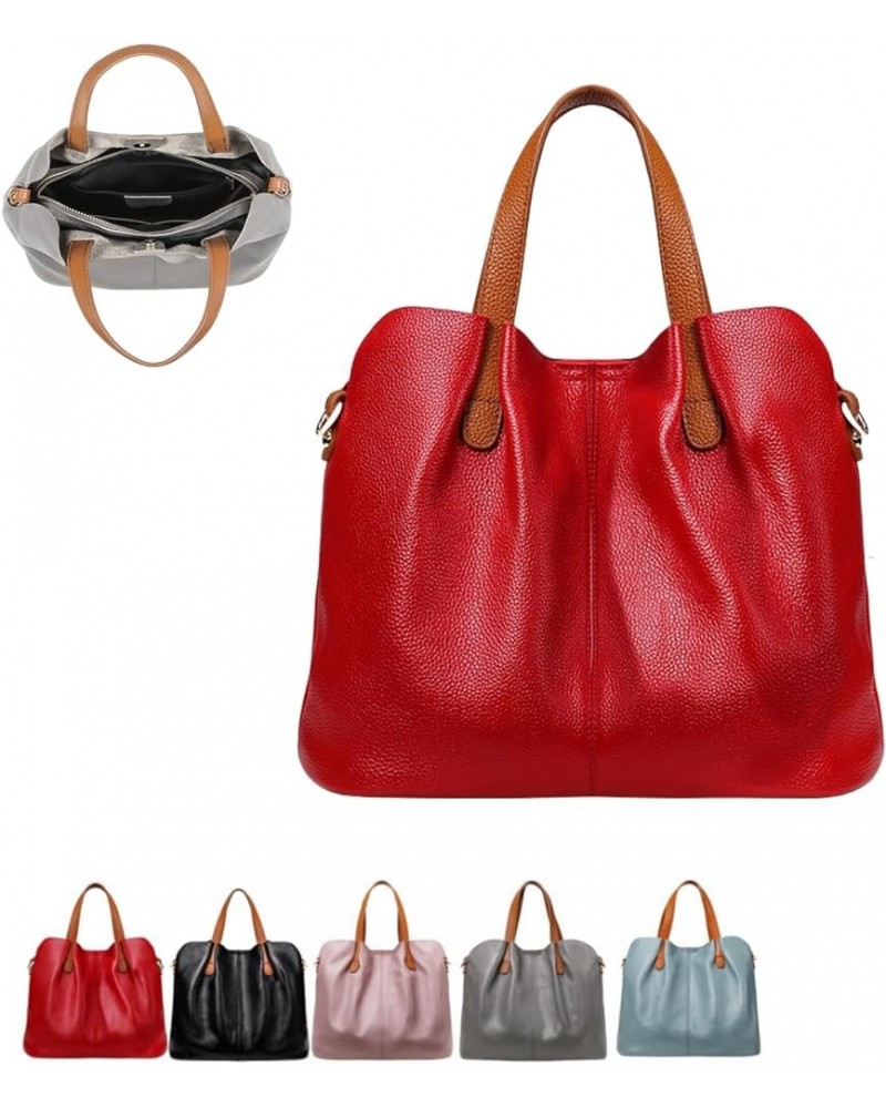 Two In One Leather Shopper Tote Bag, Women Handbag Large Shoulder Bags Crossbody Bag With Removable Adjustable Straps Red $29...