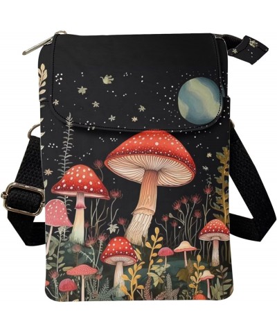 Canvas Cross-body Bags for Women Small Cellphone Purse Shoulder Handbag 0 Mushroom Moon $11.91 Crossbody Bags