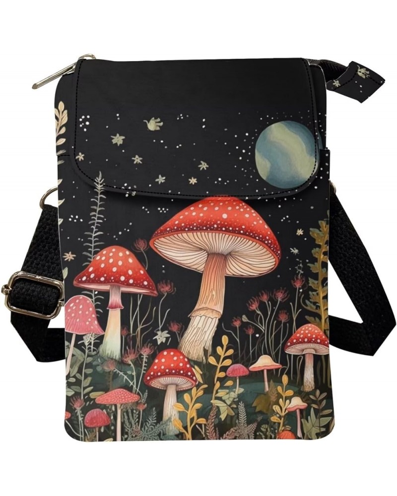 Canvas Cross-body Bags for Women Small Cellphone Purse Shoulder Handbag 0 Mushroom Moon $11.91 Crossbody Bags