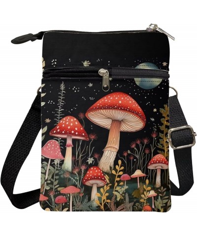 Canvas Cross-body Bags for Women Small Cellphone Purse Shoulder Handbag 0 Mushroom Moon $11.91 Crossbody Bags