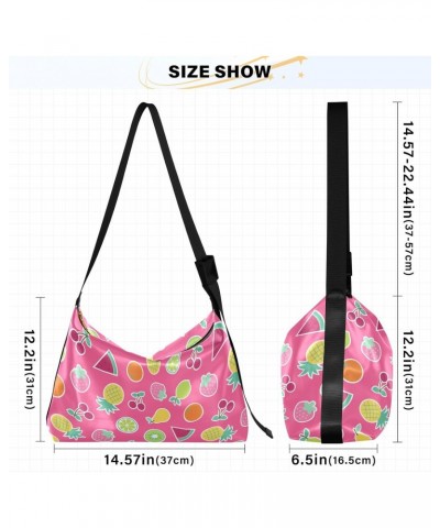 Pink Tropical Fruits Boys Travel Crossbody Bags Waterproof Womens Bags Crossbody Over The Shoulder Bag $14.52 Hobo Bags