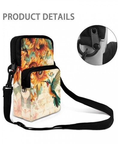 Crossbody Phone Bag Shoulder Arm Bag Cell Phone Purse Key Holder Credit Card Organiser Wallet Hummingbird Sunflower $8.40 Cro...