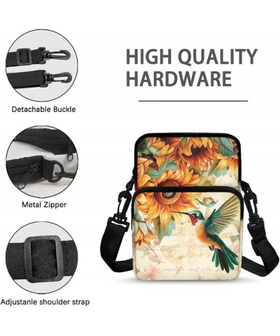 Crossbody Phone Bag Shoulder Arm Bag Cell Phone Purse Key Holder Credit Card Organiser Wallet Hummingbird Sunflower $8.40 Cro...