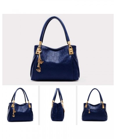 Women Handbag Purses Set Pattern Shoulder Bag Crossbody Wallet PU Leather Tote Bag 3PCS Set Blue $50.92 Totes