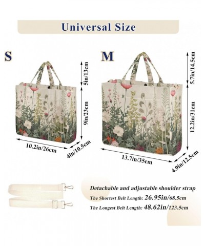 Herbal Wildflowers Corduroy Tote Bag for Women Hobo Crossbody Bag Purse Stylish Shoulder Handbag Messenger Bags, S $10.10 Totes