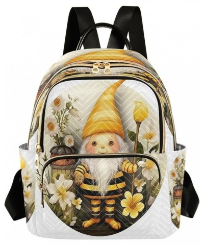 Flower Honey Gnome Quilted Backpack for Women Travel Bags Shoulder Bag Purse for Daily Nurse Work S Small $18.28 Backpacks