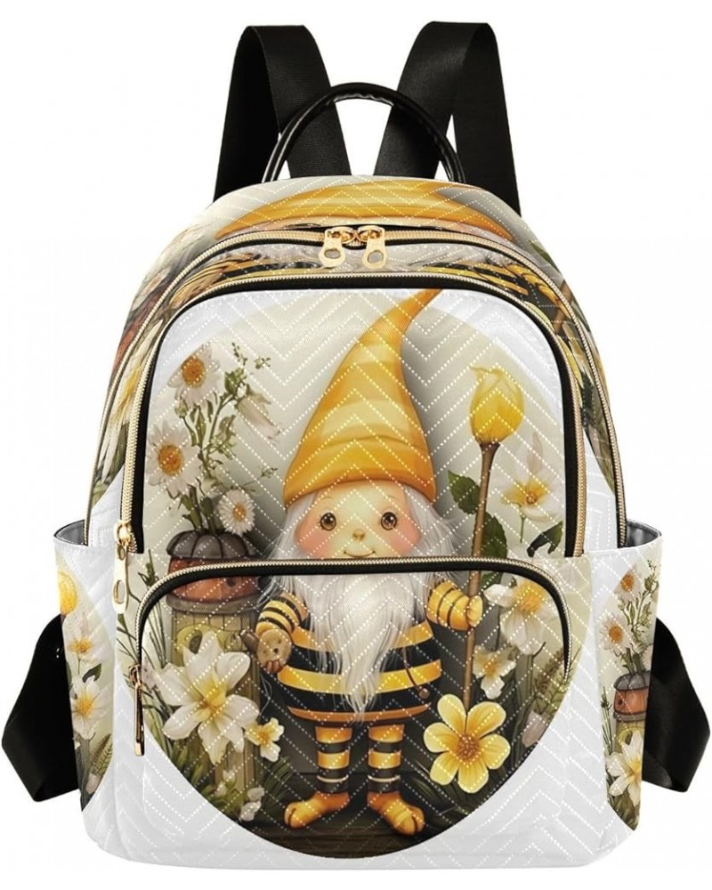 Flower Honey Gnome Quilted Backpack for Women Travel Bags Shoulder Bag Purse for Daily Nurse Work S Small $18.28 Backpacks