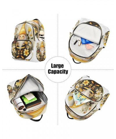 Flower Honey Gnome Quilted Backpack for Women Travel Bags Shoulder Bag Purse for Daily Nurse Work S Small $18.28 Backpacks