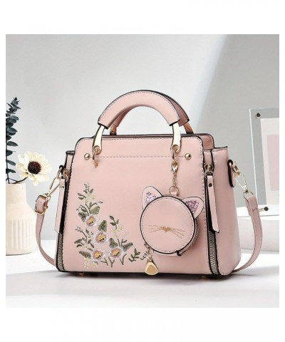 Women's Printed Embroidered Small Handbag And Purse Cute Mini Top Handle Satchel Shoulder Bags Leather Tote Bag Beige $18.71 ...