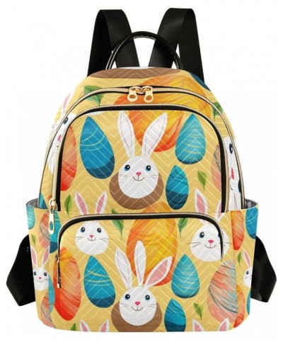 Small Backpack Purse for Women, Easter Rabbits Orange Blue Eggs Travel Bag Casual Daypack Shoulder Bag Medium $16.92 Backpacks