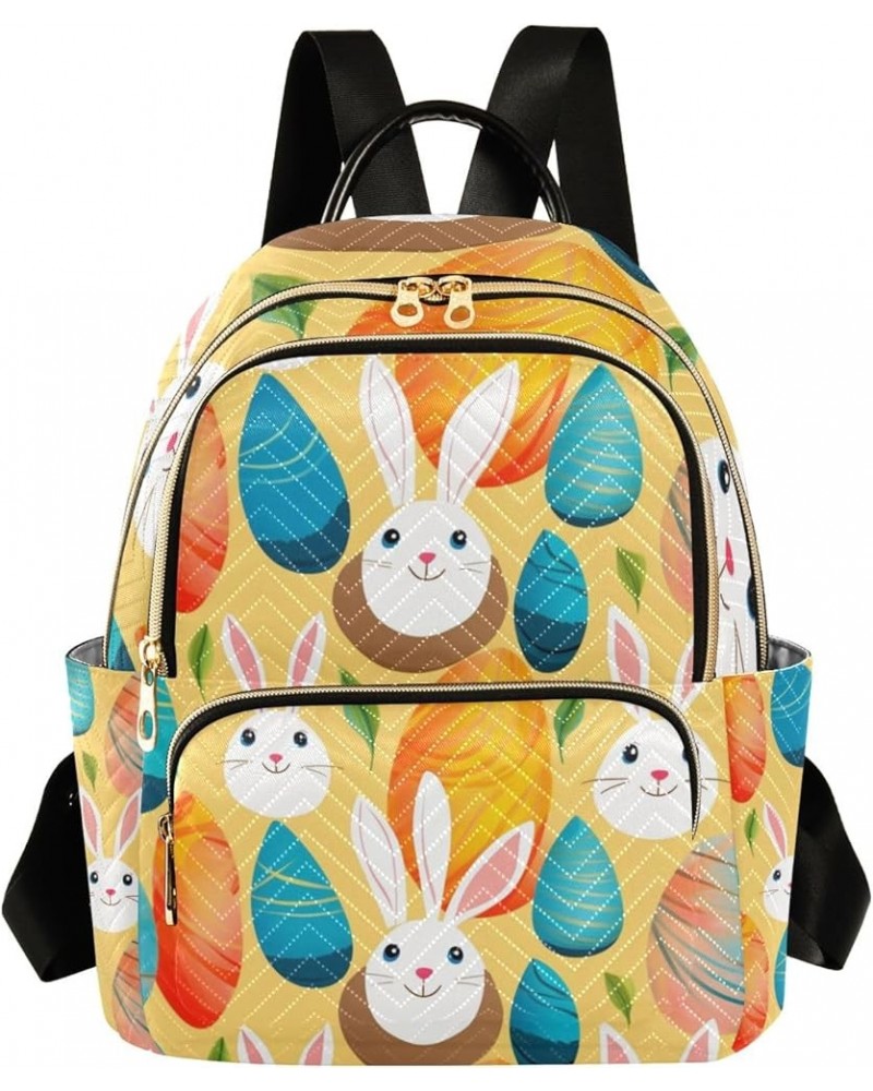 Small Backpack Purse for Women, Easter Rabbits Orange Blue Eggs Travel Bag Casual Daypack Shoulder Bag Medium $16.92 Backpacks