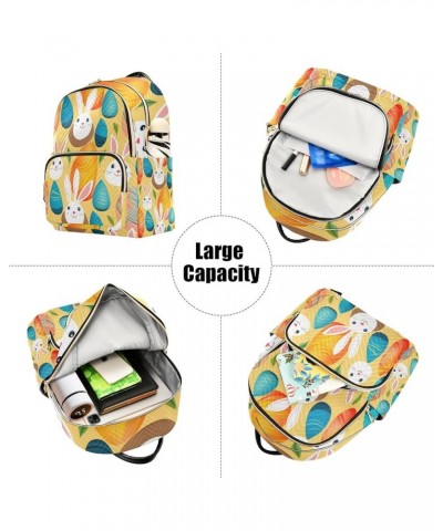 Small Backpack Purse for Women, Easter Rabbits Orange Blue Eggs Travel Bag Casual Daypack Shoulder Bag Medium $16.92 Backpacks