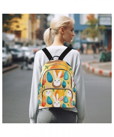 Small Backpack Purse for Women, Easter Rabbits Orange Blue Eggs Travel Bag Casual Daypack Shoulder Bag Medium $16.92 Backpacks