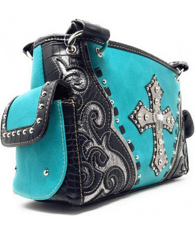 Laser Cut Premium Rhinestone Cross Western Embroidered Concealed Carry Handbag/Matching Wallet in 6 Color Black $29.02 Should...