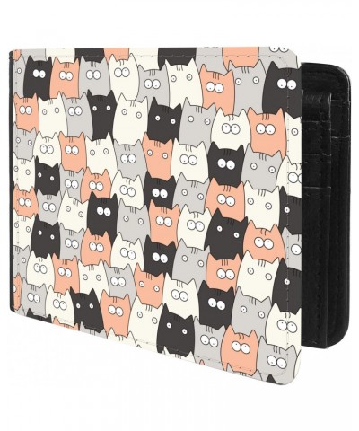 Unique Desige Pattern - Funny Cats Wallpaper, Slim Front Pocket Wallet Billfold RFID Blocking $8.75 Wallets